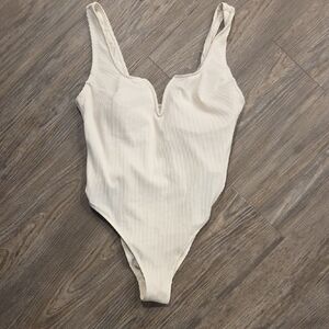 H&M Cream Ribbed Bodysuit